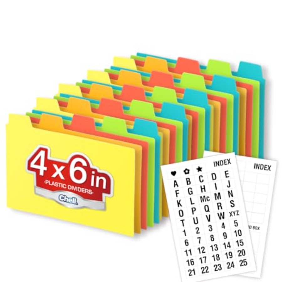 Flash Card Alphabet - 4x6 Plastic Index Card Dividers, Heavyweight