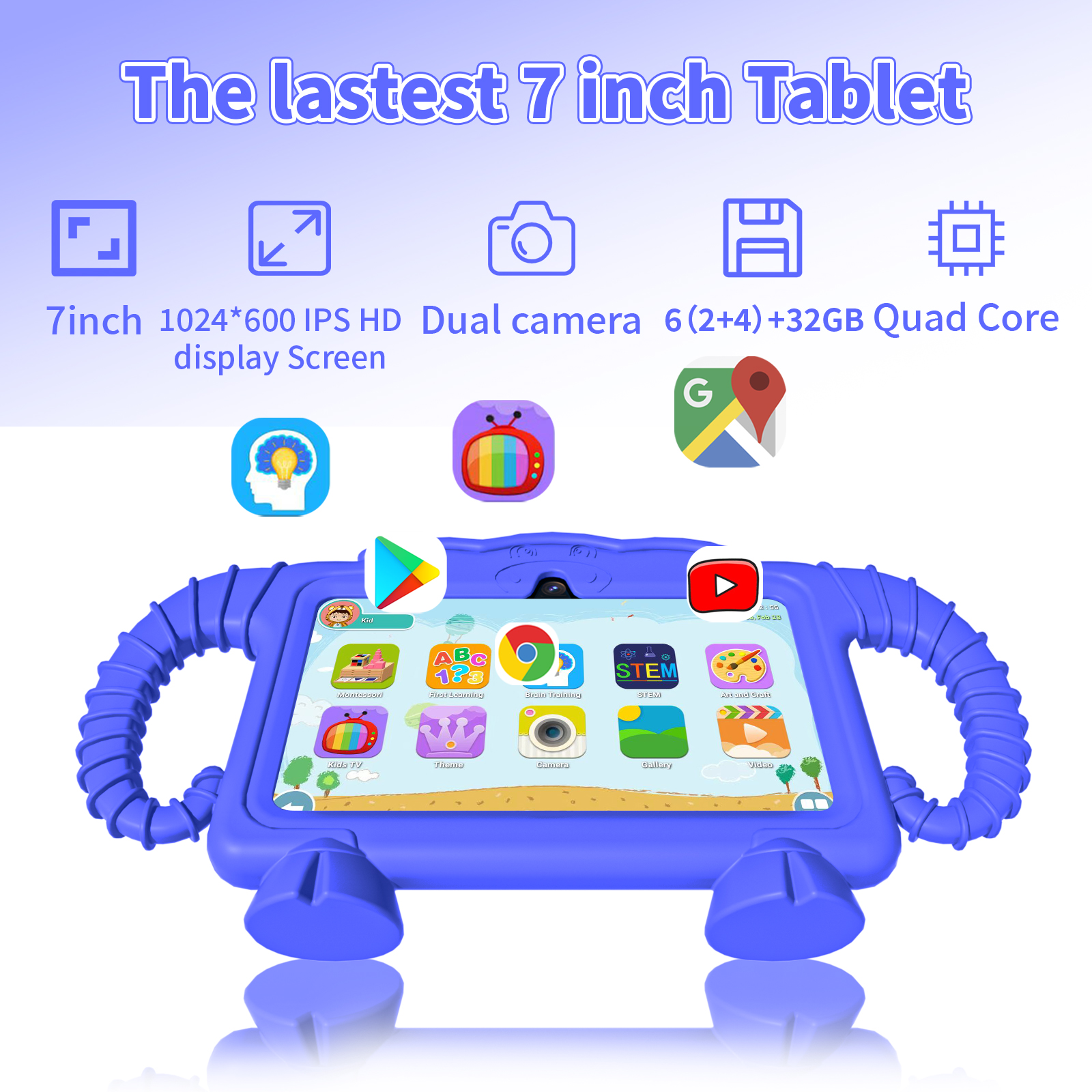 Kids Educational Computer - 7-inch children's tablet computer, 2GB RAM+32GB