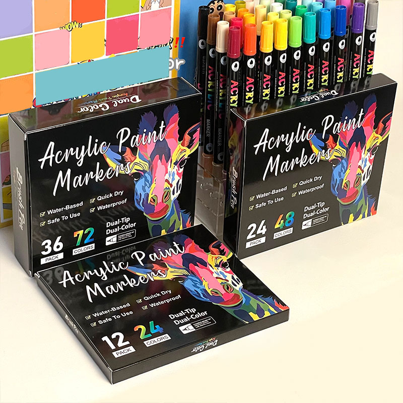 Kids Education Tips - Acrylic Paint Markers Dual Tip 24/48/72