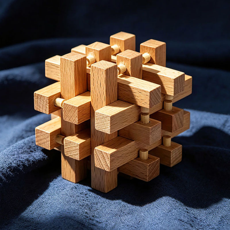 Brain Teaser Cube - Luban Lock Eighteen LuoHan Wooden IQ