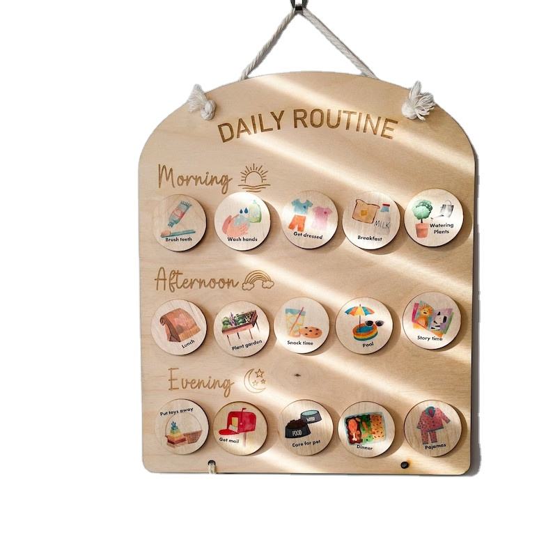 Kids Education Plan - Custom Kids Wooden Daily Responsibility Board