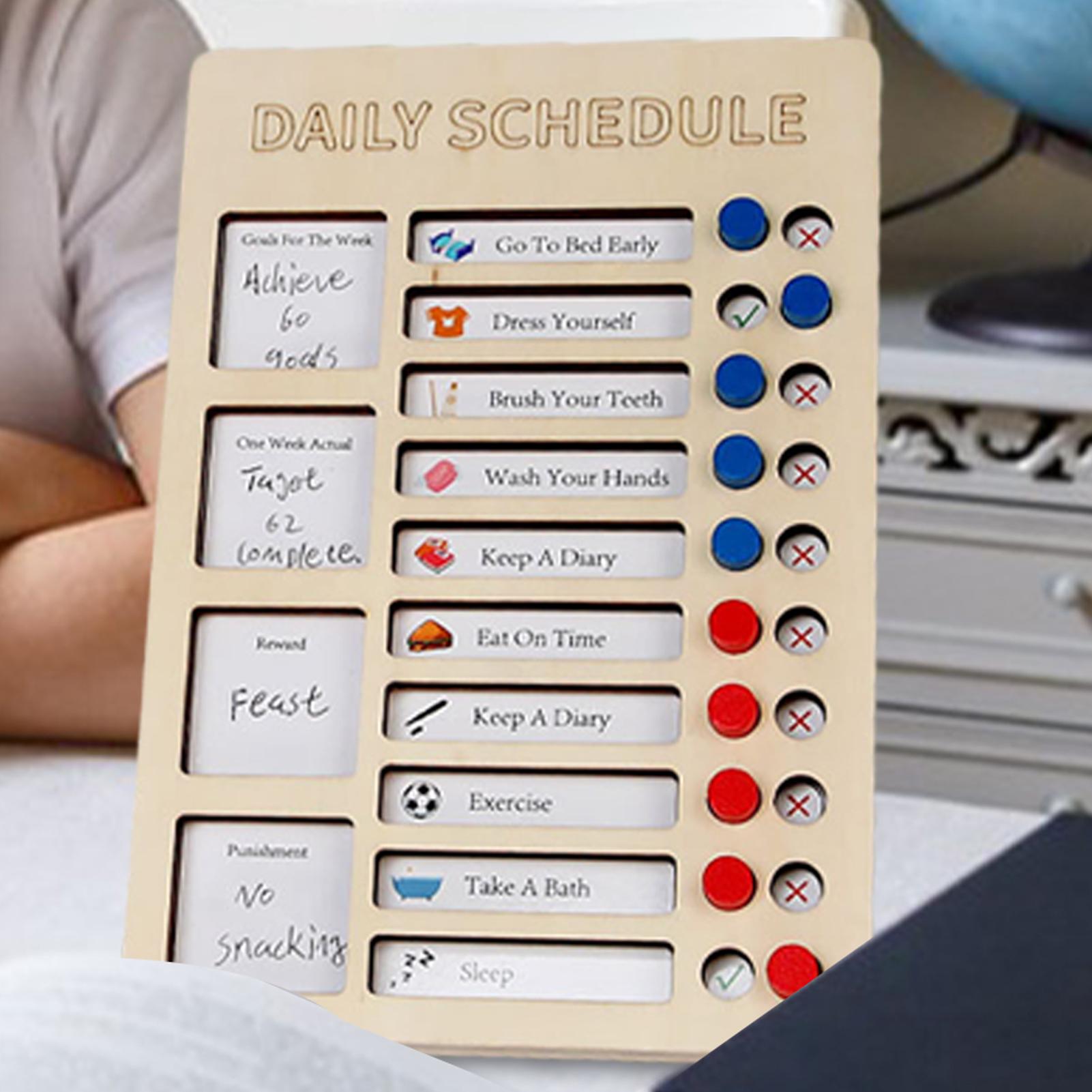 Kids Education Planner - Routine Planner Board Reusable Vertical Wooden
