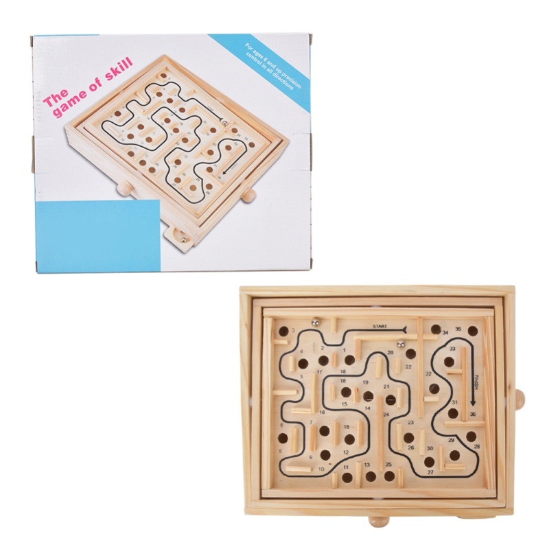 Brain Teaser Cube - Adult Kid Wooden Educational Maze Brain