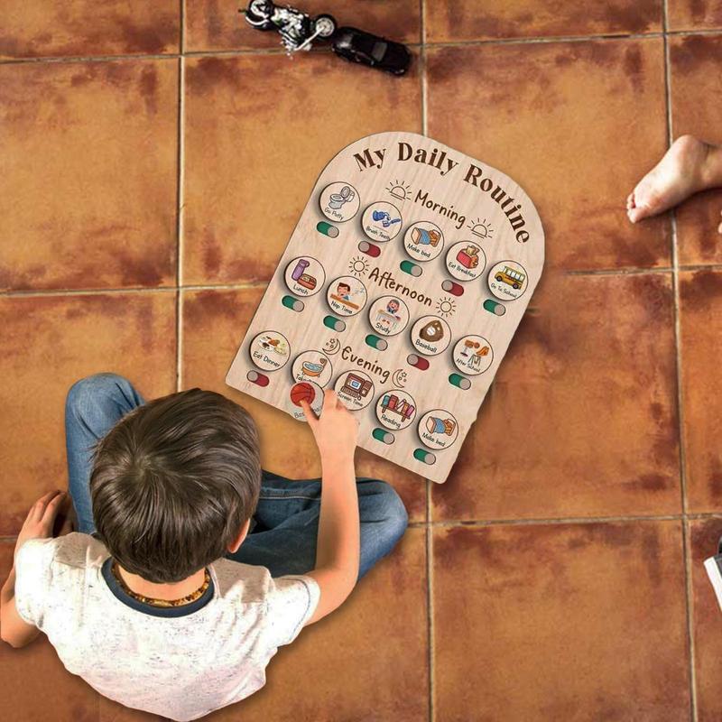 Toddler Routine Chart Wooden V - Kids Education Planner reseña y precio