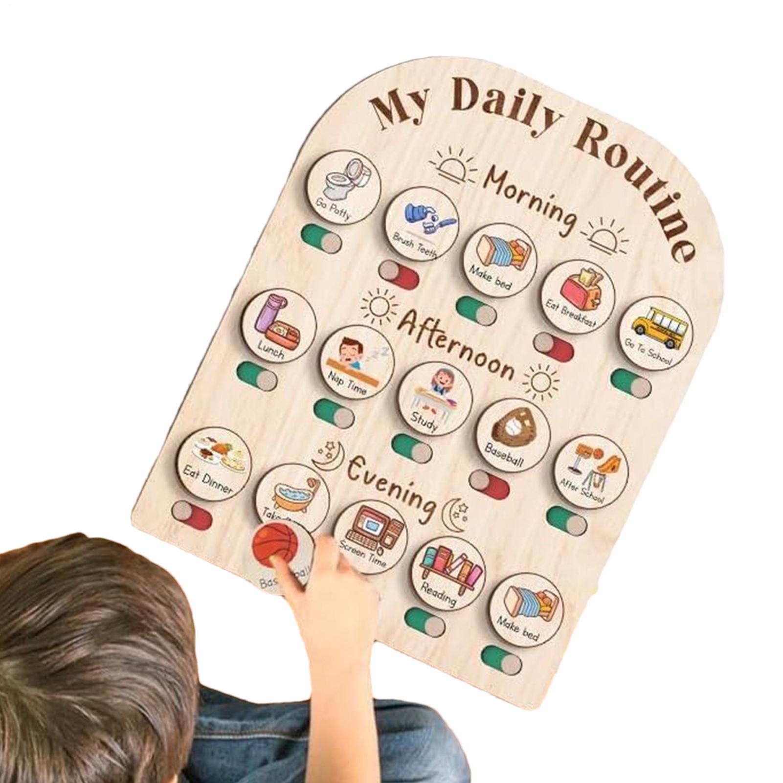 Toddler Routine Chart Wooden V - Kids Education Planner reseña y precio