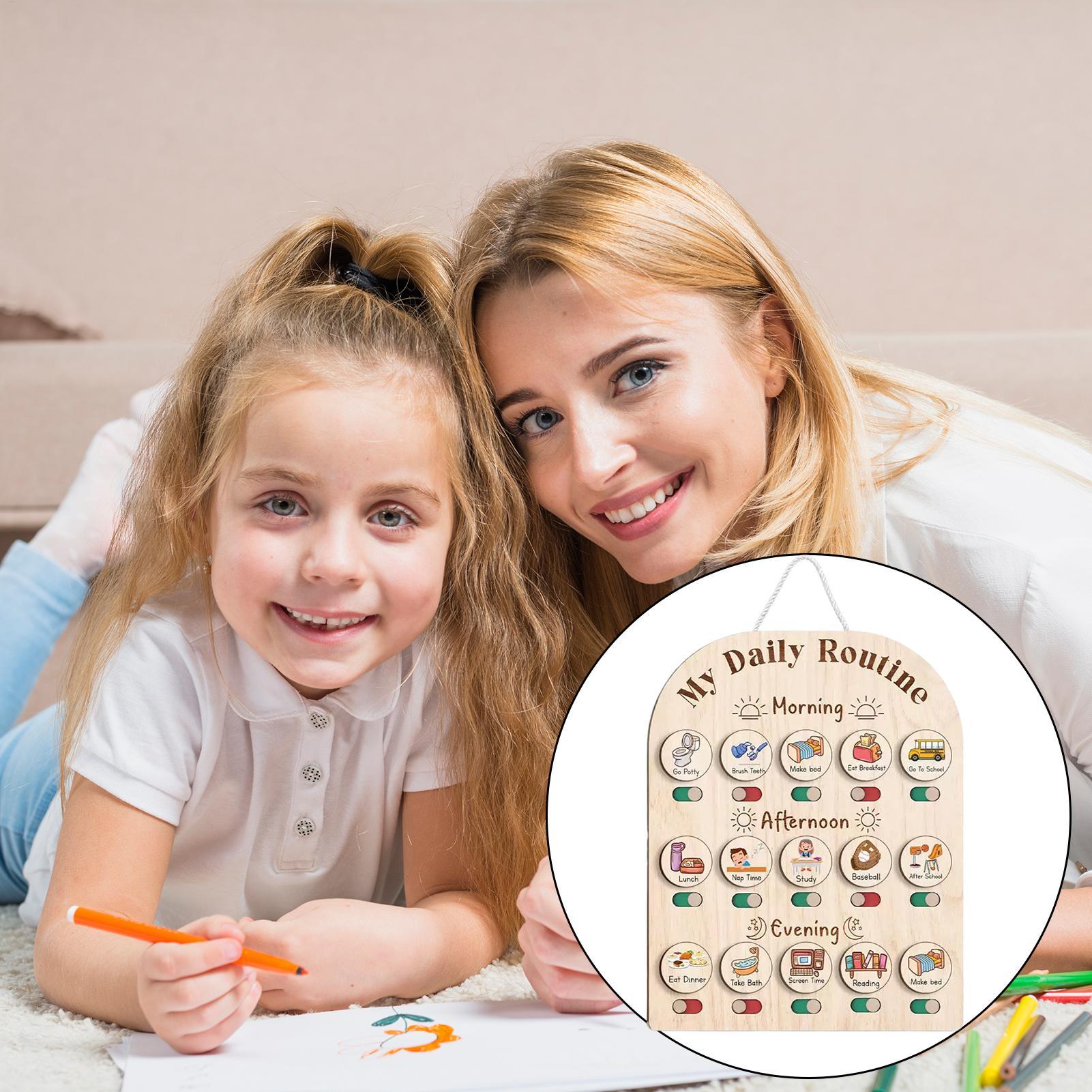 Kids Daily Routine Chart Woode - Kids Education Planner reseña y precio