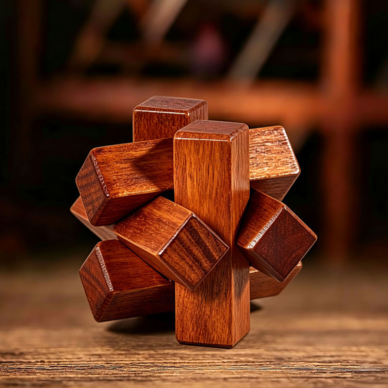 Wooden Knot Puzzle IQ Logic Tr - Brain Teaser Cube reseña y precio