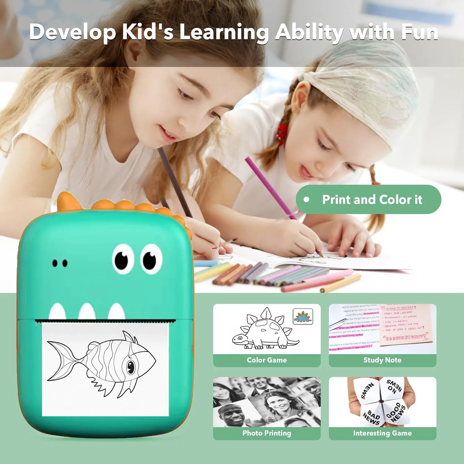 Portable Thermal Mini Photo Po - Kids Education Questions reseña y precio